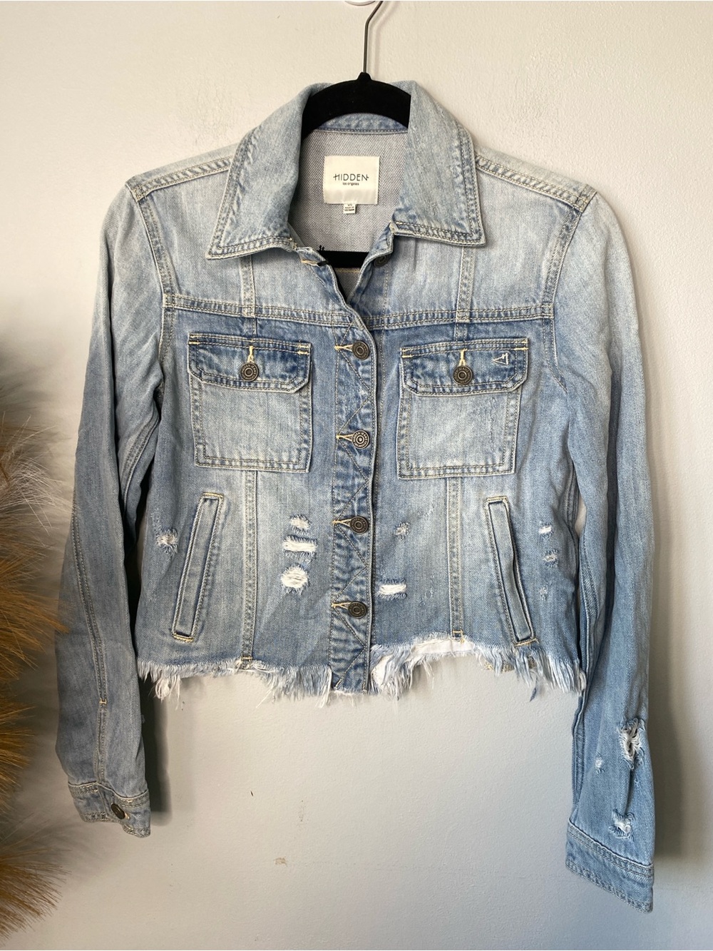 HIDDEN Light Blue Distressed Denim Jacket